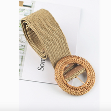Load image into Gallery viewer, Esley Stretch Belt w/Simple Round Wicker Buckle