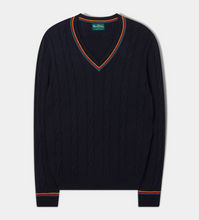 Load image into Gallery viewer, Alan Paine Cotton Cashmere V Neck Navy Varsity