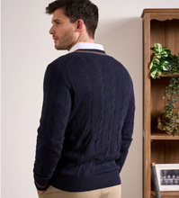Load image into Gallery viewer, Alan Paine Cotton Cashmere V Neck Navy Varsity