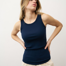 Load image into Gallery viewer, 0039 Italy Ella Ribbed Jersey Tank Navy
