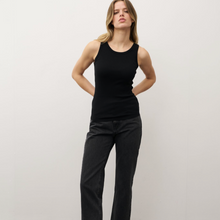 Load image into Gallery viewer, 0039 Italy Ella Ribbed Jersey Tank Black