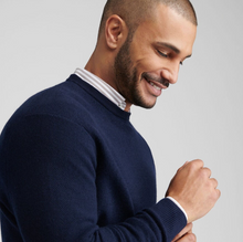 Load image into Gallery viewer, PETER MILLAR Autumn Crest Honeycomb Crewneck Sweater Navy