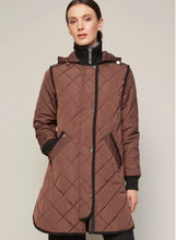 Load image into Gallery viewer, Adroit Libby Quilted Full Zip  Coat with Removable Hood Java