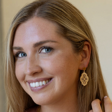 Load image into Gallery viewer, Loni Paul Oval Gold Lace Earring