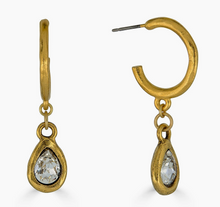 Load image into Gallery viewer, Loni Paul Gold Teardrop Crystal Hoop Earrings