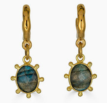 Load image into Gallery viewer, Loni Paul Labradorite Charm Hoop Earrings