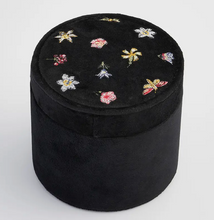 Load image into Gallery viewer, Fable Floral Ditsy Embroidered Black Velvet Jewelry Box