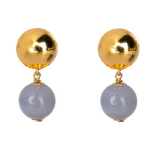 Load image into Gallery viewer, Bounkit Drop Earrings Gold with Chalcedony Bead