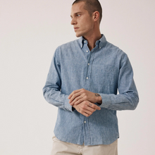Load image into Gallery viewer, Hartford Linen/Cotton BD Shirt Light Indigo