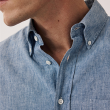 Load image into Gallery viewer, Hartford Linen/Cotton BD Shirt Light Indigo