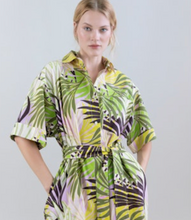 Load image into Gallery viewer, Psophia Cotton Shirt Dress Palm Leaf