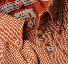 Load image into Gallery viewer, Relwen Shirt Hemp Stripe Buttondown Burnt Orange/White