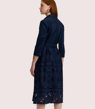 Load image into Gallery viewer, Hinson Wu Robin 3/4 Sleeve Eyelet Embroidery Dress Navy