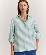 Load image into Gallery viewer, Hinson Wu Xena Stripe/Gingham Shirt SeaGlass/White