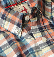 Load image into Gallery viewer, Relwen Madras Campshirt Orange/Navy/Yellow