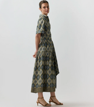 Load image into Gallery viewer, Ann Mashburn Nathalie Dress in Spruce/Tobacco Tapestry Poplin