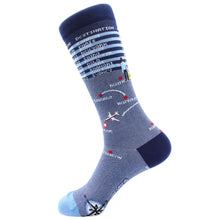 Load image into Gallery viewer, "Frequent Flyer" Travel Themed Fine Men's Socks
