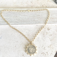 Load image into Gallery viewer, VB&C Matte Gold Horse Coin Necklace