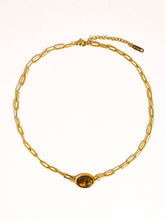 Load image into Gallery viewer, Flânerie by MAIQ - Shay 18K Gold Non-Tarnish Oval Stone Chain Necklace
