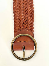 Load image into Gallery viewer, Ginger Blue - Classic Wide Braided Leather Belt in Cognac
