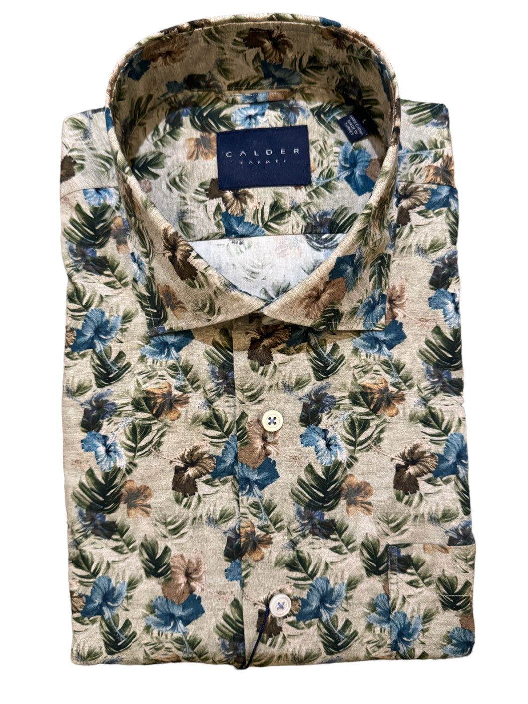 Calder SS Shirt Woven Poplin - Olive Floral
