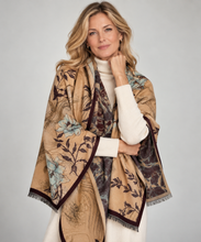 Load image into Gallery viewer, Winding River - Brown / Turq Prairie Rose Reversible Wrap

