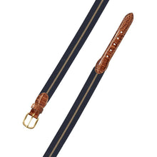 Load image into Gallery viewer, Barrons-Hunter - Navy &amp; Khaki Belgian Stretch Leather Tab Belt
