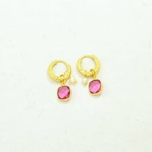 Load image into Gallery viewer, S Berlin Elpis Huggie Hoop Earring - Pink Tourmaline &amp; Pearl
