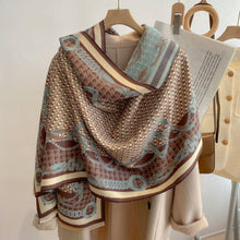 Load image into Gallery viewer, Winding River - Equestrian Blue/Beige Stirrup Reversible Wrap
