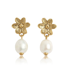 Load image into Gallery viewer, KARINE SULTAN - Freshwater Pearl Flower Studs | Elegant Drop Earrings
