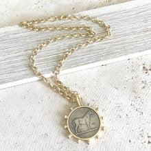 Load image into Gallery viewer, VB&amp;C Matte Gold Horse Coin Necklace
