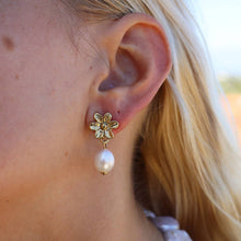 Load image into Gallery viewer, KARINE SULTAN - Freshwater Pearl Flower Studs | Elegant Drop Earrings
