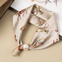 Load image into Gallery viewer, COSMOS - Magnetic pearl polyester scarf with equestrian horse print
