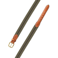 Load image into Gallery viewer, Barrons-Hunter - Olive &amp; Brown Belgian Stretch Leather Tab Belt
