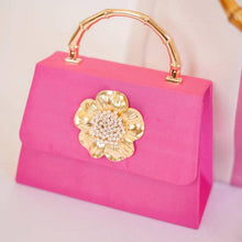 Load image into Gallery viewer, Lisi Pink Lulu Bag with Gold Bamboo Handle
