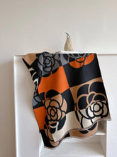 Load image into Gallery viewer, Winding River - Orange / Black Geo Rose Reversible Wrap
