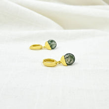 Load image into Gallery viewer, S Berlin Annis Huggie Hoop Earring - Green Moss Agate
