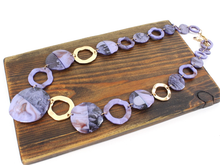 Load image into Gallery viewer, Pretty P Bold Gold Accent Polyresin Disc Chain Link Necklace
