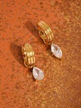 Load image into Gallery viewer, Flânerie by MAIQ - Saffron 18K Gold Non-Tarnish Teardrop CZ Mismatch Earrings
