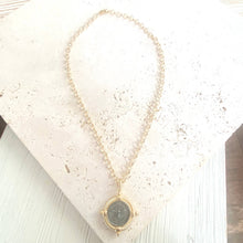 Load image into Gallery viewer, VB&amp;C French Matte Gold Coin Bee Necklace
