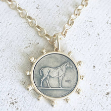 Load image into Gallery viewer, VB&amp;C Matte Gold Horse Coin Necklace
