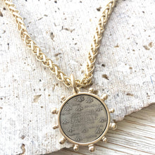Load image into Gallery viewer, VB&amp;C Matte Gold Horse &amp; French Bee Coin Necklace
