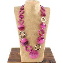 Load image into Gallery viewer, Pretty P Bold Gold Accent Polyresin Disc Chain Link Necklace
