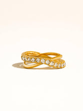 Load image into Gallery viewer, Flânerie - Rue 18K Gold Non-Tarnish CZ Crossover Ring

