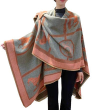 Load image into Gallery viewer, Winding River - Equestrian Orange Reversible Hands Free Blanket Loop Wrap
