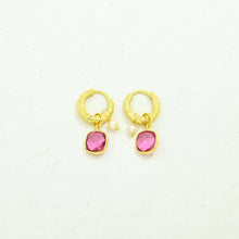 Load image into Gallery viewer, S Berlin Elpis Huggie Hoop Earring - Pink Tourmaline &amp; Pearl
