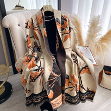 Load image into Gallery viewer, Winding River - Orange / Black Beautiful Bloom Reversible Wrap
