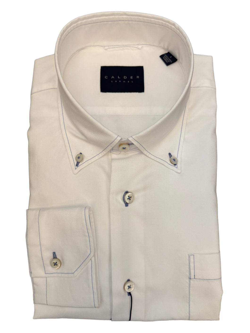 Calder BD Shirt Luxe Oxford White w/Blue Stitch