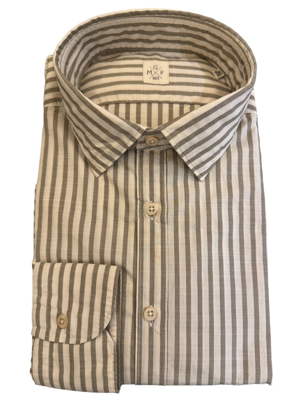 GMF 965 Washed Cotton Stripe Shirt Taupe