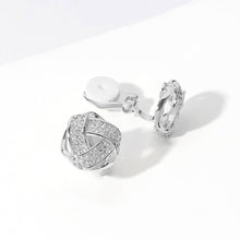 Load image into Gallery viewer, Sensi - 14K Gold Plated CZ Stone Paved Knot Stud Clip On Earrings
